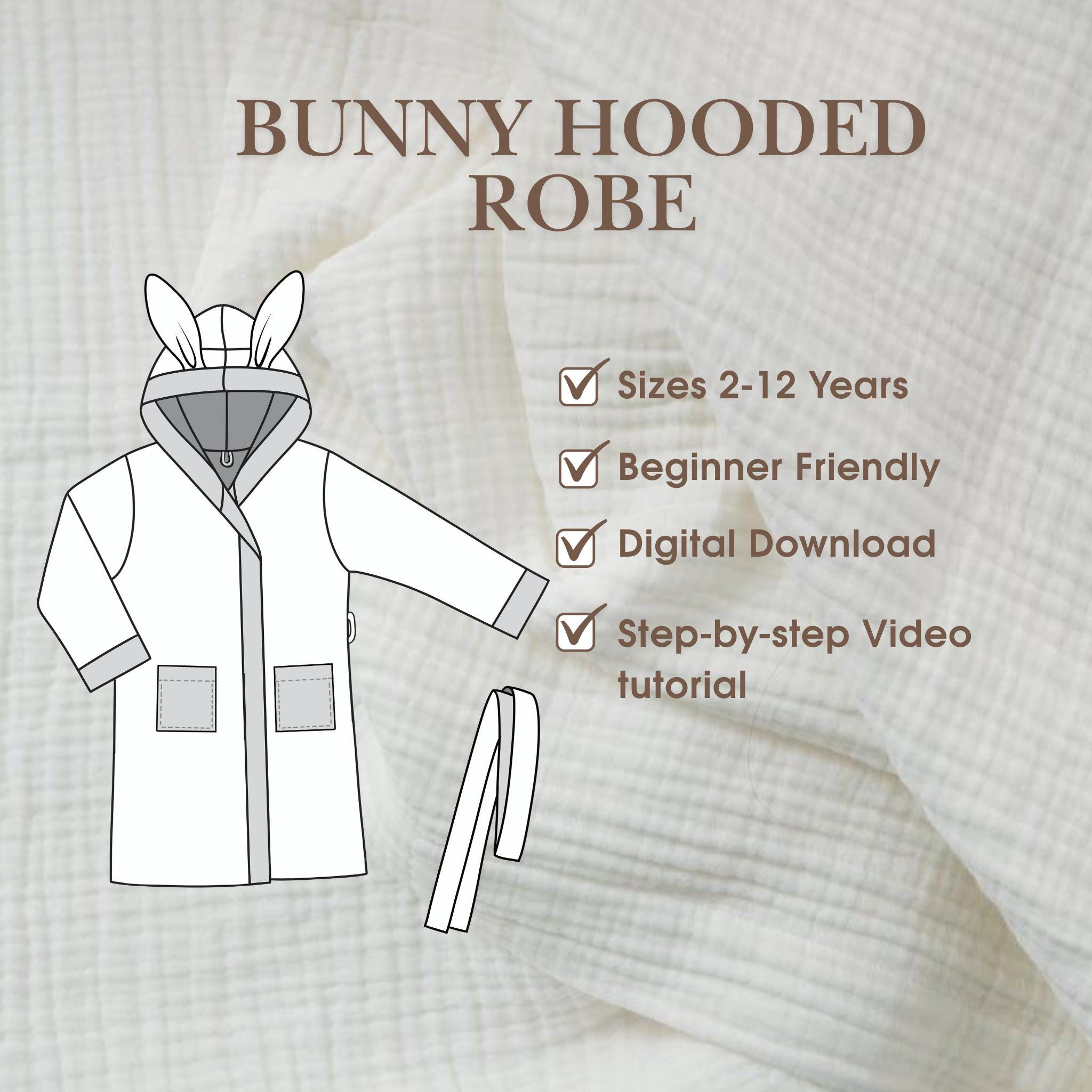 Basic Hooded Robe Pattern Easy Kids Hooded Robe Pattern | Bathrobe Sewing Pattern PDF | Beginner ...