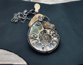 Sterling Silver and Ammonite Fossil necklace | 18 inches |