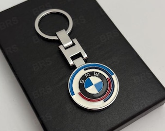 BMW 50th Anniversary Metal Keychain – Heritage M Emblem – Car Accessory