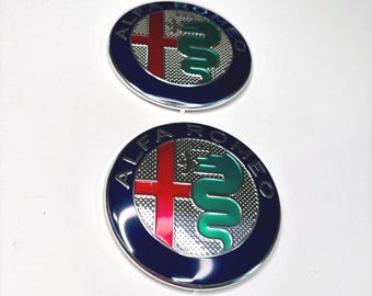 2x Alfa Romeo Green and Red Emblem 74mm Badge Logo Hood Trunk Sticker New FR