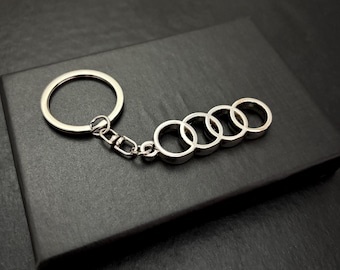 Audi 4-Ring Chrome Keyring – Audi Gift, Car Accessory, Metal S line