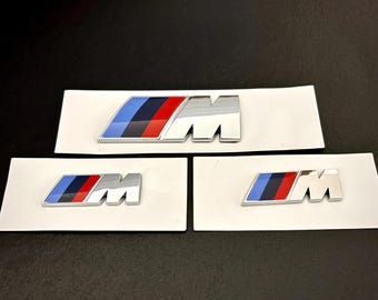 Set of 3 BMW M Chrome 3D Badges – Wing Emblems + Trunk Emblems, Various Sizes