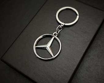 Mercedes-Benz Chrome Metal Keyring – Luxury Car Accessory, AMG Gift for Men