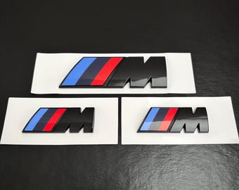 Set of 3 BMW M Gloss Black 3D Badges – Wing Emblems + Trunk Emblems, Various Sizes