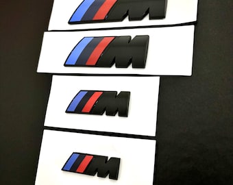 Gloss Black BMW M Motorsport Emblem Badge, 3D Monogram Sticker, Multiple Sizes Available