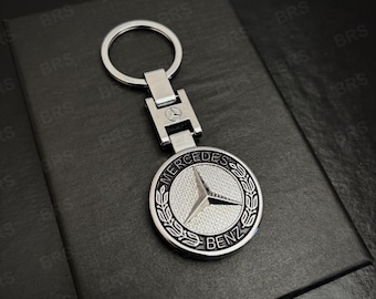 Mercedes Keychain Black Metal – Luxury Car Key Ring for Mercedes Benz A C E Class AMG Accessory