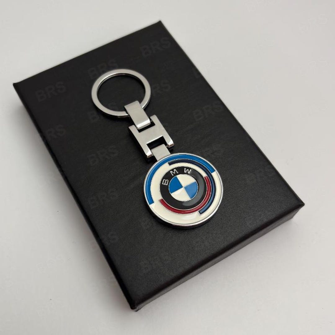 BMW 50th Anniversary Metal Keychain – Heritage M Emblem – Car