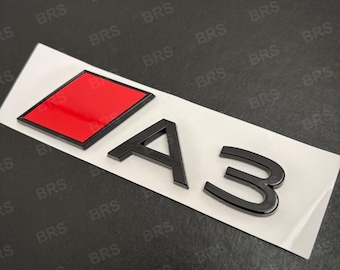 Audi A3 Black and Red Badge – Rear Trunk Emblem – Logo Sticker 8V 8P Sportback Sedan