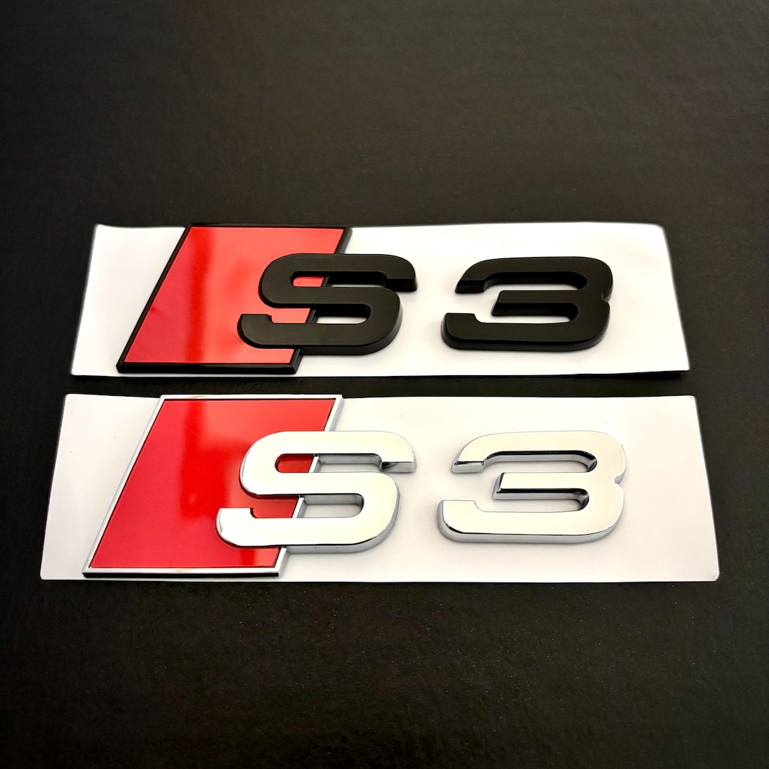 Audi S3 Badge Sticker 3D Chrome & Gloss Black | A3 S Line Trunk Emblem ...