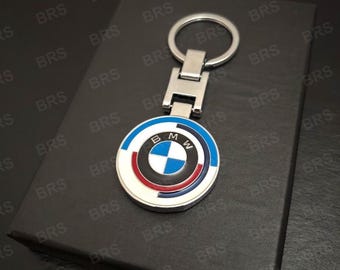 BMW 50th Anniversary Metal Keychain – Heritage M Emblem – Car Accessory