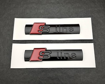 Gloss Black Audi S Line Badge x2 3D Emblem ABS Sticker for Trunk and Wings