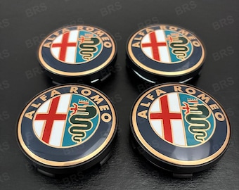 Alfa Romeo Gold 60mm Hubcaps – Set of 4 Stelvio Giulia 159