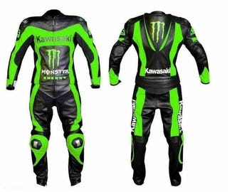 Tuta da moto in pelle Kawasaki MotoGP - Pelle bovina, omologata CE