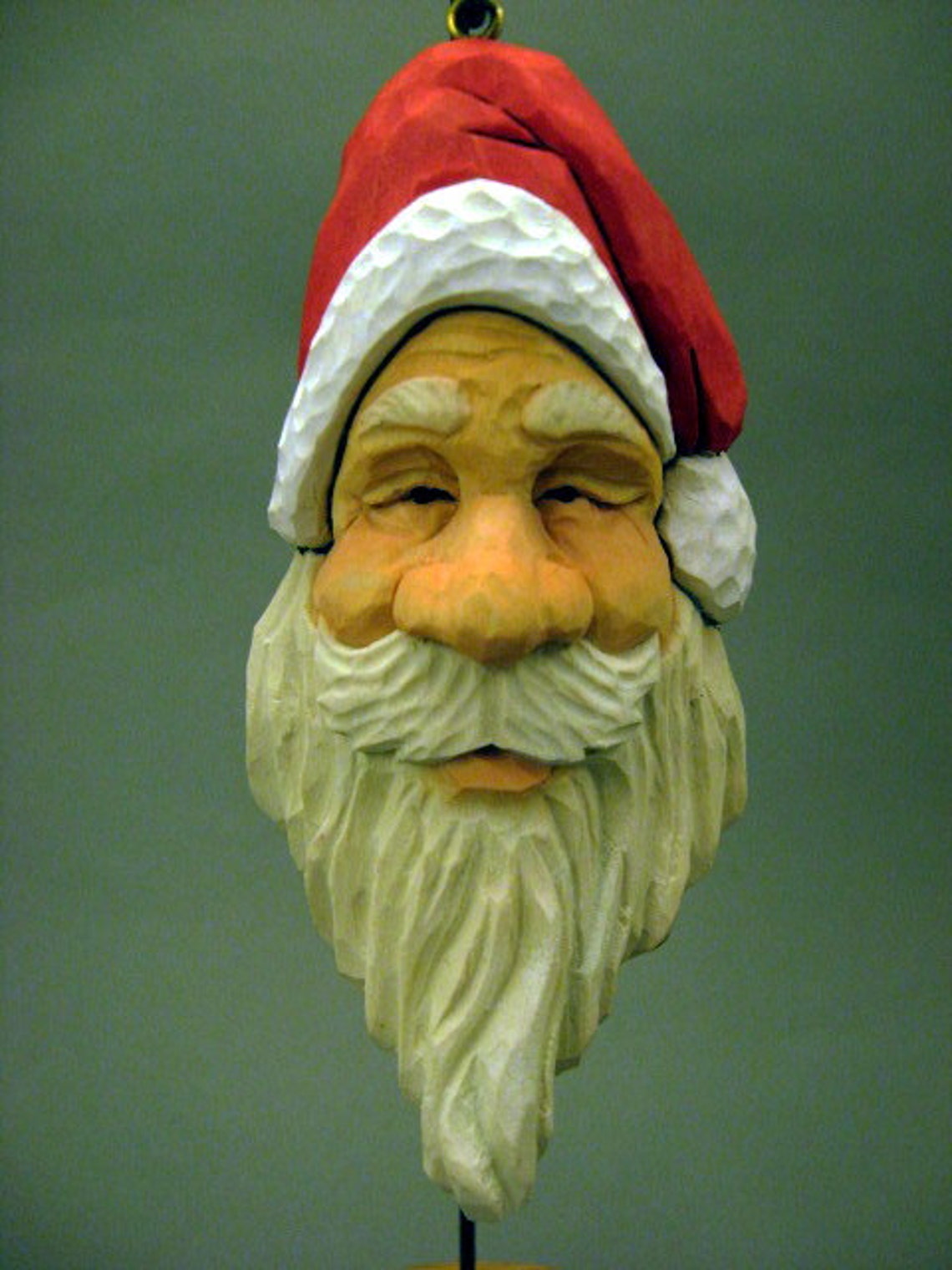 Hand Carved Wood Santa Ornament Etsy