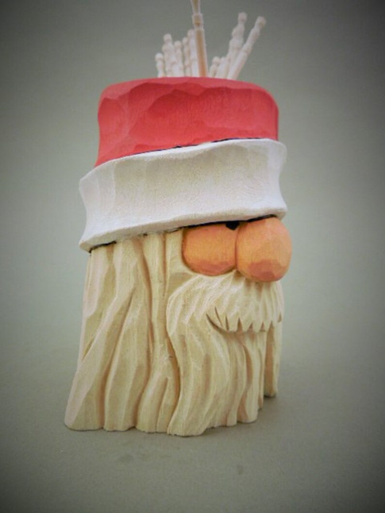 Hand Carved Wood Santa Toothpick Holder Etsy