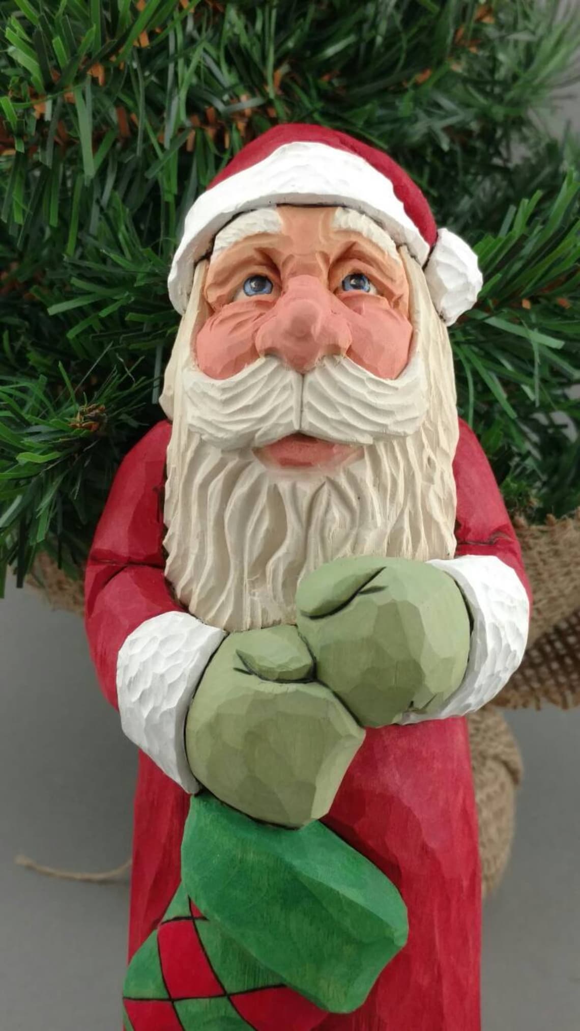 Hand Carved Wood Santa Etsy