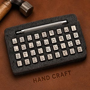 Stamping Tool, Microsoft Font Letter Leather Carving Stamp, 6mm Leather Carving Stamp Set, 26 Capital Letters (A-Z) & 10 Number (0-9) Stamps