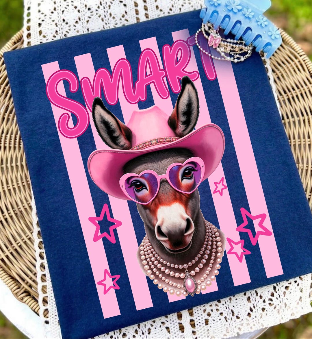 Pink Denkat Smart Donkey PNG, Pink Cowgirl Donkey Design, Funny Animal PNG, Western ...
