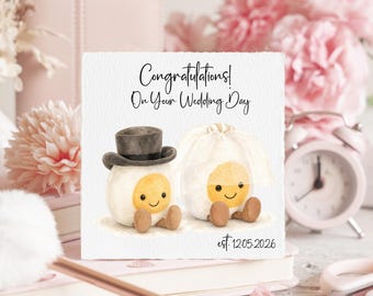 Personalised Wedding Card, Mr and Mrs Congratulations, Newlyweds Greeting, Mr & Mrs Egg Design, Bride Egg, Groom Egg