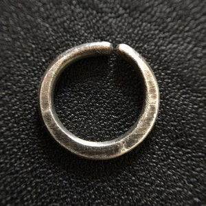 14g Gauge Rustic or Polished Sterling Silver 10mm Continuous Hoop Earring Septum Earlobe  - Tribal Ethnic Hand Forged Metalwork Jewlery