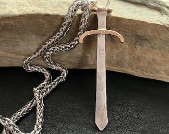 Viking / Celtic Broad Sword Pendant w/ Optional Necklace - Mixed Metals Warrior Jewelry for Men Women - Sword of Truth / Sword of the Spirit