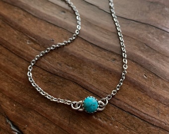 Dainty Genuine Turquoise Choker - Petite Minimalist / Simple Boho Jewelry Gift for Her - December Birthstone or Custom Gemstone Necklace