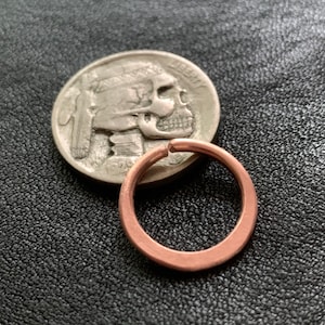 14g Raw Copper 12mm Continuous Hoop Earring for Septum or Earlobe - Unisex Custom Gauge Ear Ring - Tribal Ethnic Hand Forged Metalwork