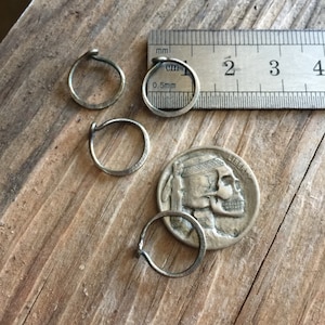 1cm 18g Small Rustic Sterling Silver Hoop Earring Pair - Unisex Men or Women's Blackened Industrial Jewelry Perfect for Everyday Wear
