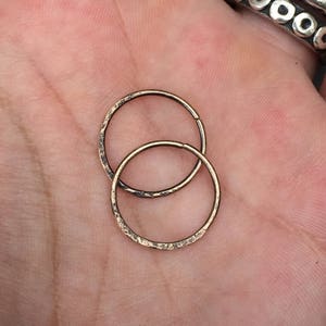 Simple Minimalist 18g or 20g Rustic Gold Continuous Hoop Earring - Rustic Textured Bronze 1.5cm or 2cm Hoop Earrings for Body / Cartilage