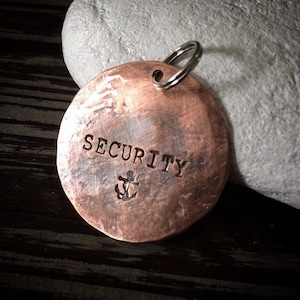 Extra Large Dog Tag - 1.5" Round Forged Rustic Copper Pet ID Tag - Custom Stamped Name & Phone Number