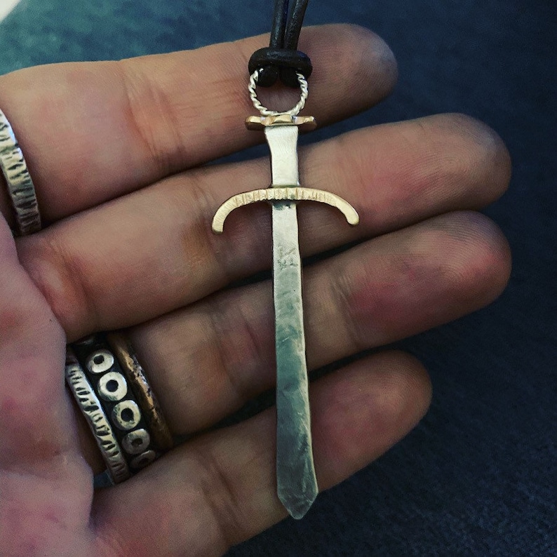 Sword of Truth Sword of the Spirit Mixed Metals Warrior Jewelry for Men Women Viking Celtic Broad Sword Pendant w Optional Necklace