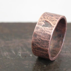 Copper Ring - Custom Stamped Heart Wedding Band or Choose a Custom Stamped  Symbol - 7th Anniversary Rustic Copper Tribal Jewelry Gift