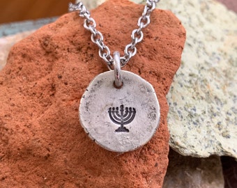 7 Branched Menorah Necklace Pendant - Unique 925 Sterling Silver Unisex Christian Faith Inspirational Gift for Wedding Baptism Missionary