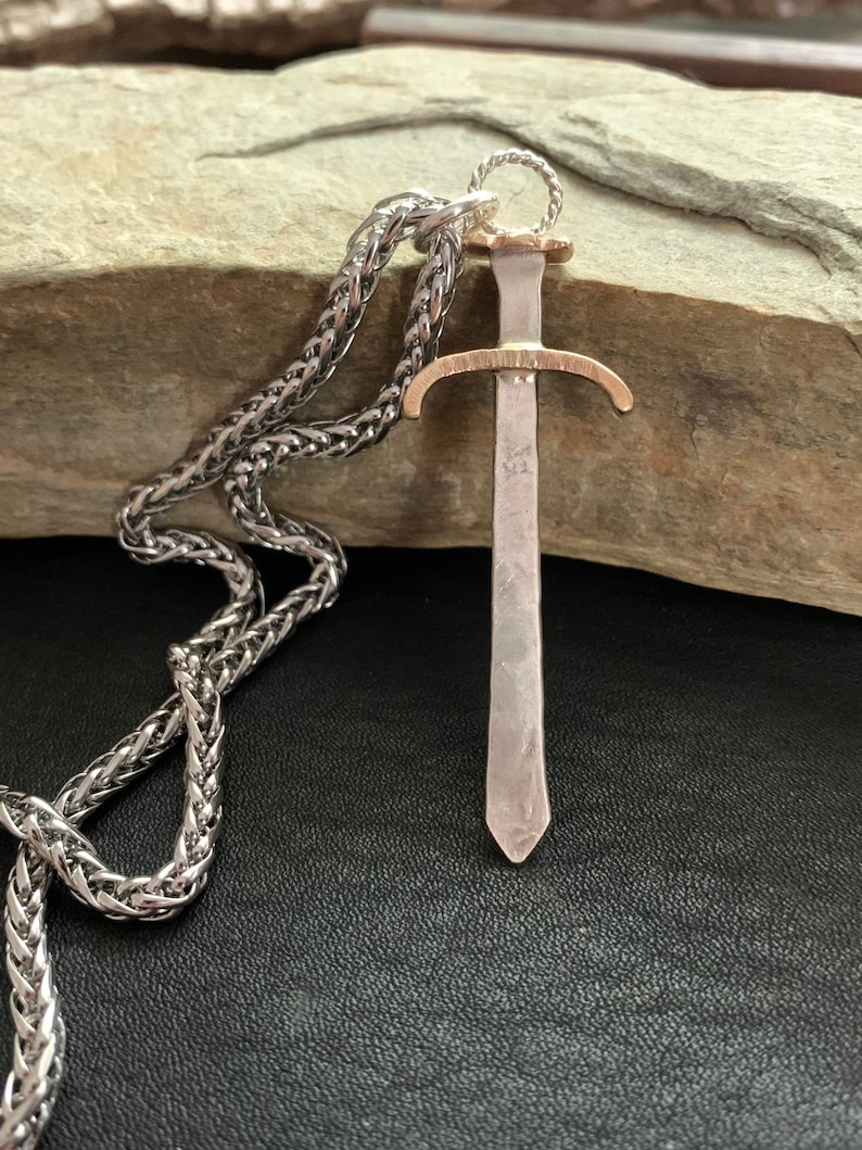 Sword of Truth Sword of the Spirit Mixed Metals Warrior Jewelry for Men Women Viking Celtic Broad Sword Pendant w Optional Necklace