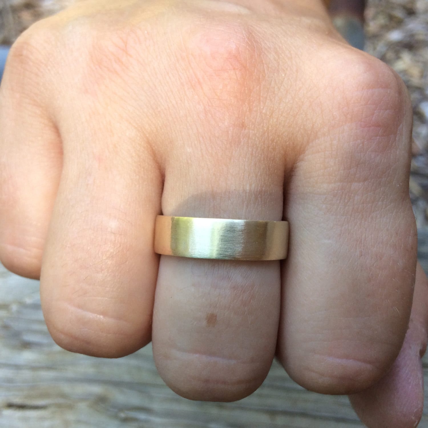 6mm Gold Brass Wedding Band - Raw Brushed Brass Men's or Women's 6mm Gold Brass Wedding Band - Raw Brushed Brass Men's or Women's
