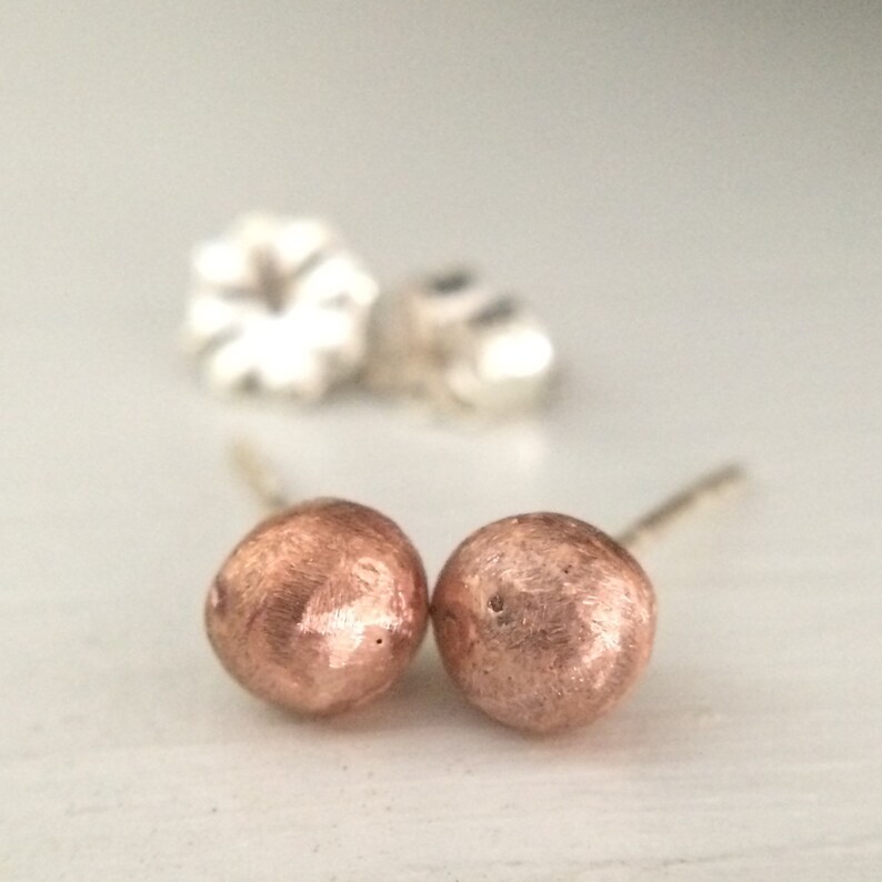 Simple Minimalist Stud Earrings Pure Raw Recycled Copper Etsy