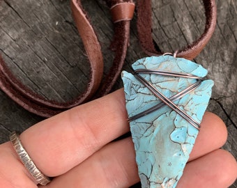 Unique Turquoise Arrowhead Pendant 