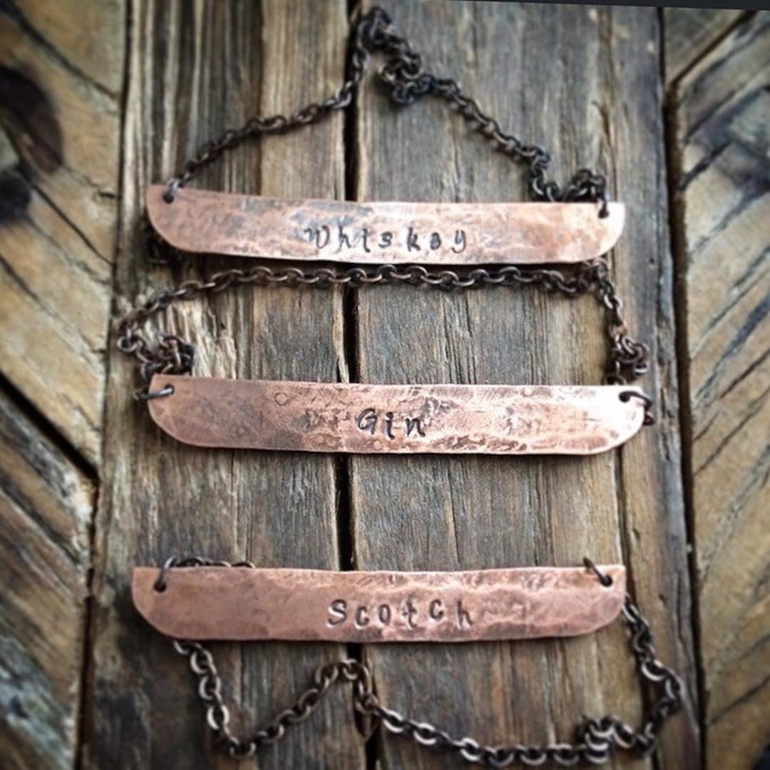 Rustic Metal Decanter Label - Custom Copper Sign - Housewarming Father ...