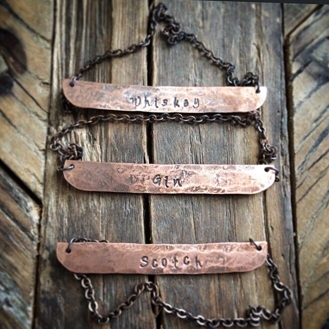 Rustic Metal Decanter Label Custom Copper Sign Etsy