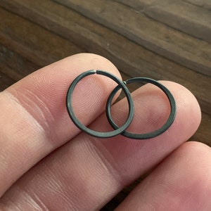 18g Black Niobium Hypoallergenic Continuous Hoop Earrings 12mm or custom - Unique Unisex Simple Minimalist Jewelry for Him or Her