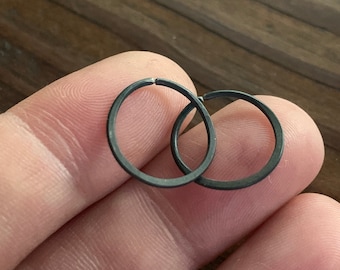 18g Black Niobium Hypoallergenic Continuous Hoop Earrings 12mm or custom - Unique Unisex Simple Minimalist Jewelry for Him or Her