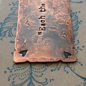 Personalized Rustic Copper Bookmark Custom Stamped Quote Metal Book Mark 7th Anniversary Gift for Readers, Teachers, Students image 3