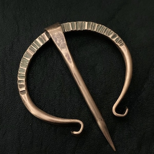 Penannular Brooch / Shawl or Cloak Pin - Hand Forged Rustic Copper - Celtic / Viking / Scottish Highland Style - Unique 7th Anniversary Gift