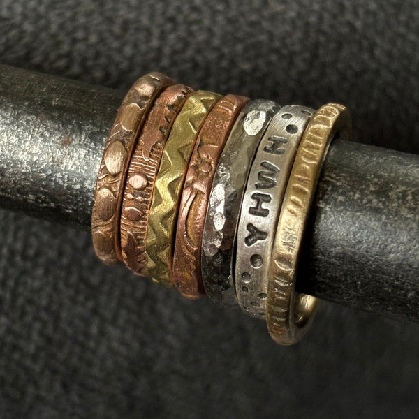 Stack Ring Samples Sale - One Of A Kind Various Metals Sterling, Stainless, Copper, Bronze & Brass - See Listing for Sizes Sold Individually