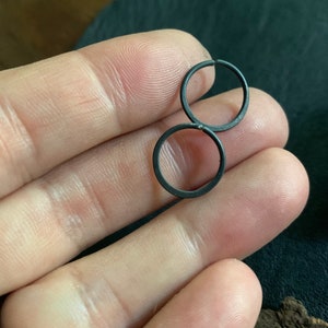 18g Black Niobium Hypoallergenic Continuous Hoop Earrings 10mm or custom - Unique Unisex Simple Minimalist Jewelry for Him or Her
