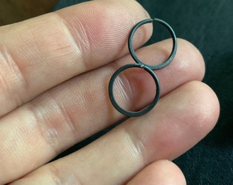 18g Black Niobium Hypoallergenic Continuous Hoop Earrings 10mm or custom - Unique Unisex Simple Minimalist Jewelry for Him or Her