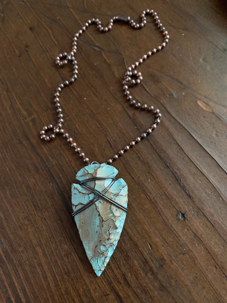 Wire Wrapped Arrowhead Necklace Pendant Tribal Turquoise and Etsy