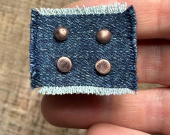 Rustic Oxidized 5mm Copper Stud Earrings w/ 925 Silver Posts & Backs - Choose Ball or Flat Nugget Style - Unisex 7th Anniversary Jewelry