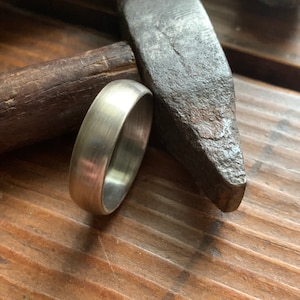6mm Sterling Silver Wedding Band -  Oxidized Brushed 925 - Custom Size - Simple Modern Minimalist Ring for Men or Women