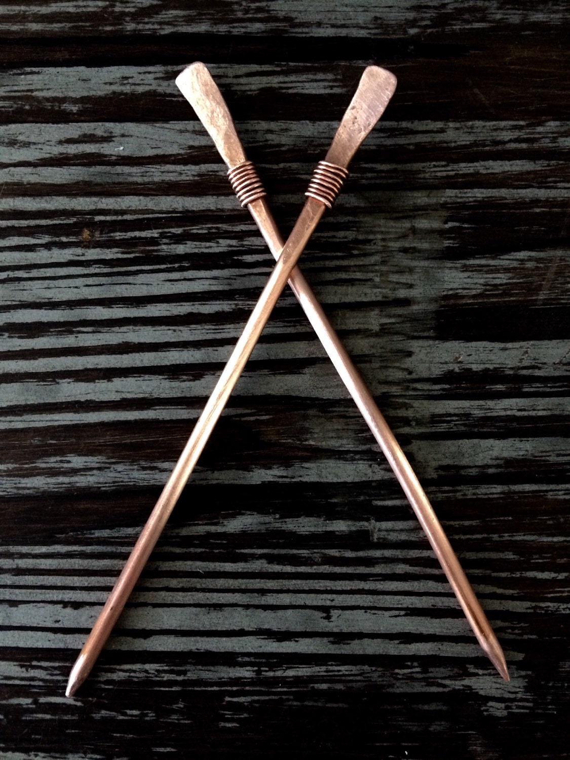 Hand Forged Metal Hair Sticks - Set of 2 Raw Copper Picks Boho Bun…